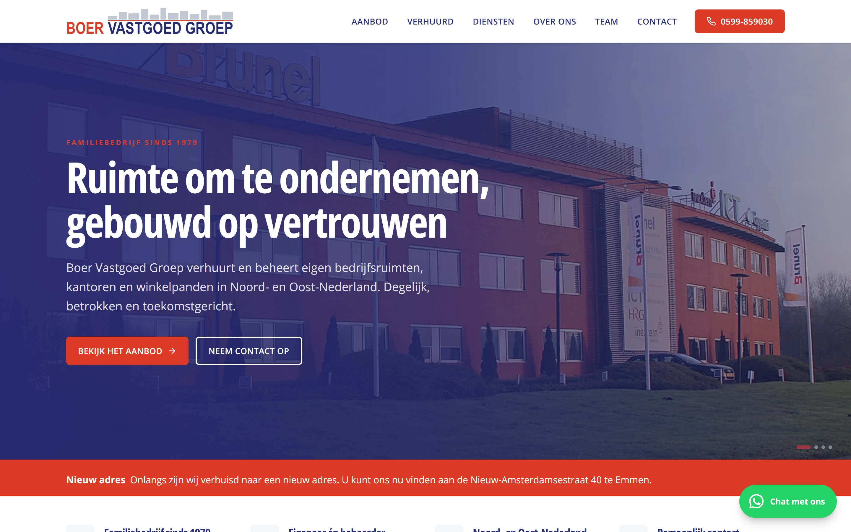 Homepage van de nieuwe website van Boer Vastgoed Groep